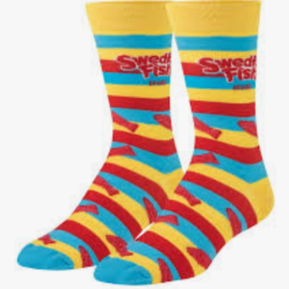 Crazy Socks Swedish Fish Colorful Crew Socks Casual Party Unisex Gift Fun Retro